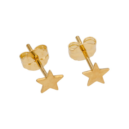 9 Karat Gold Flach Stern Ohrstecker