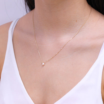 9 Karat Gold Kugel Süßwasserperle Halskette