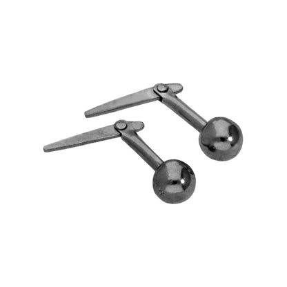 Schwarz Rhodium getauchte Sterling Silber 3-5mm Kugel Andralok Ohrstecker