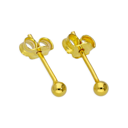 Vergoldete kleine Sterlingsilber Kugel-Ohrstecker 2 mm - 6 mm & Packs