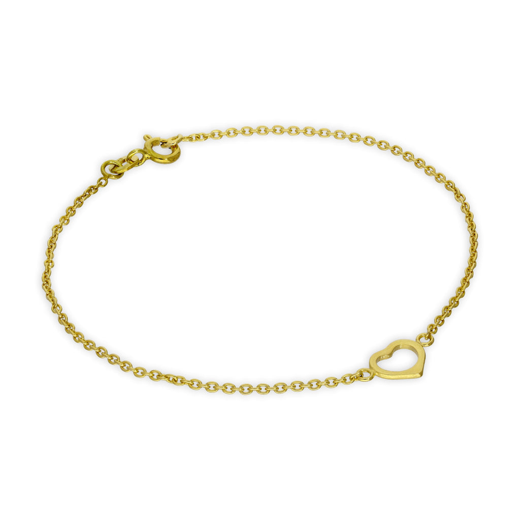 Armband mit Rolo-Kette und offenem Herz aus vergoldetem Sterlingsilber