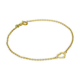 Vergoldet Sterlingsilber Offen Herz Rolo Kette Armband