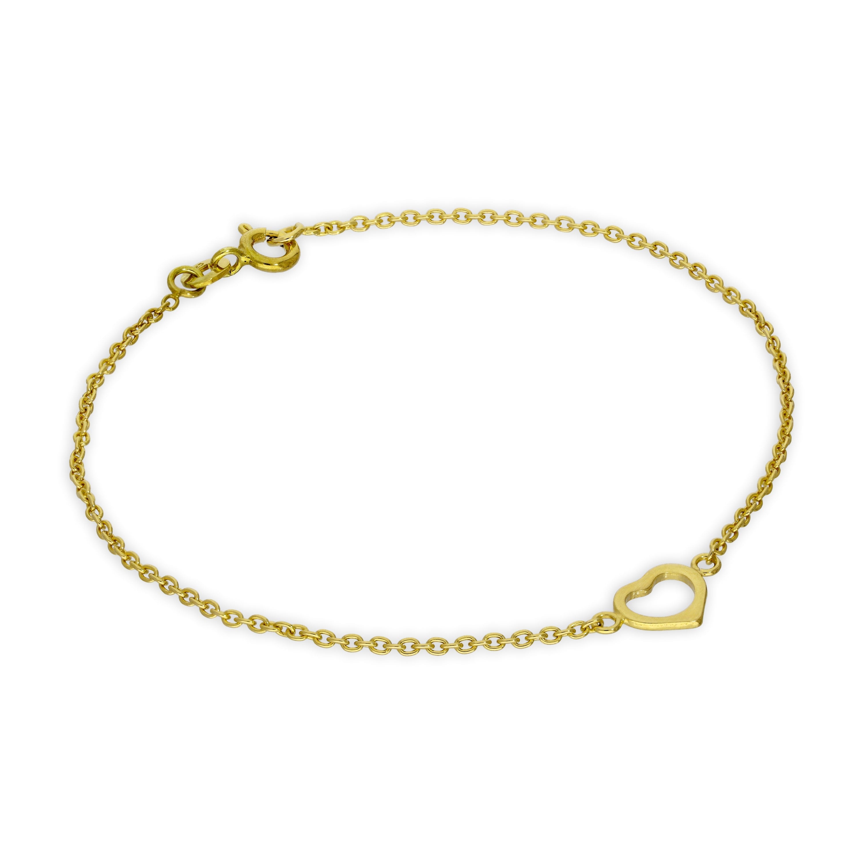 Vergoldet Sterlingsilber Offen Herz Rolo Kette Armband