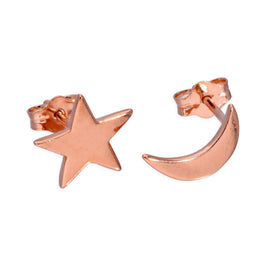Rosévergoldet Sterlingsilber Mond & Stern Ohrstecker