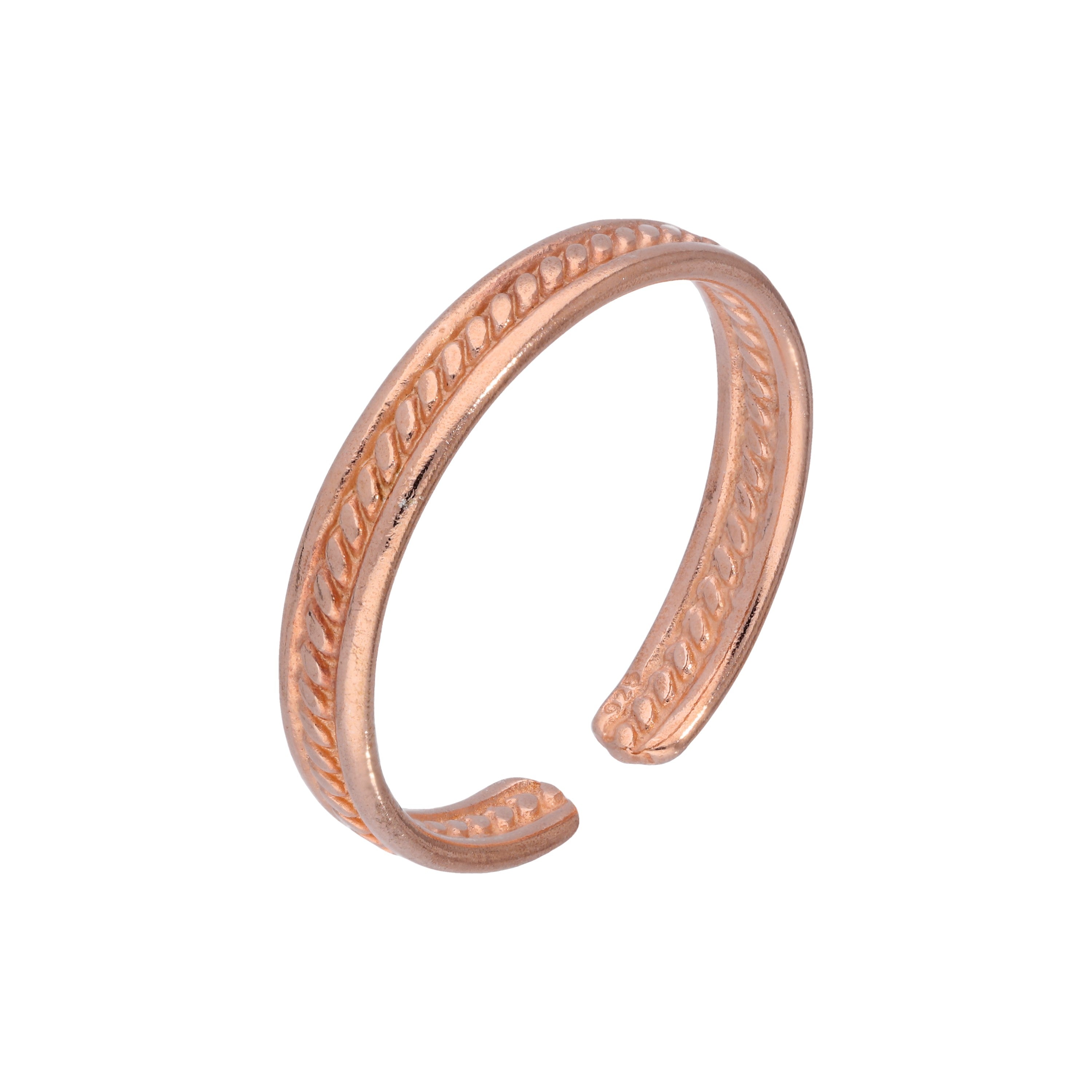 Rosévergoldet Sterlingsilber Gerippt Einstellbar 3 mm Zehenring