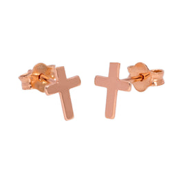Rosévergoldet Sterlingsilber Klein Kreuz Ohrstecker