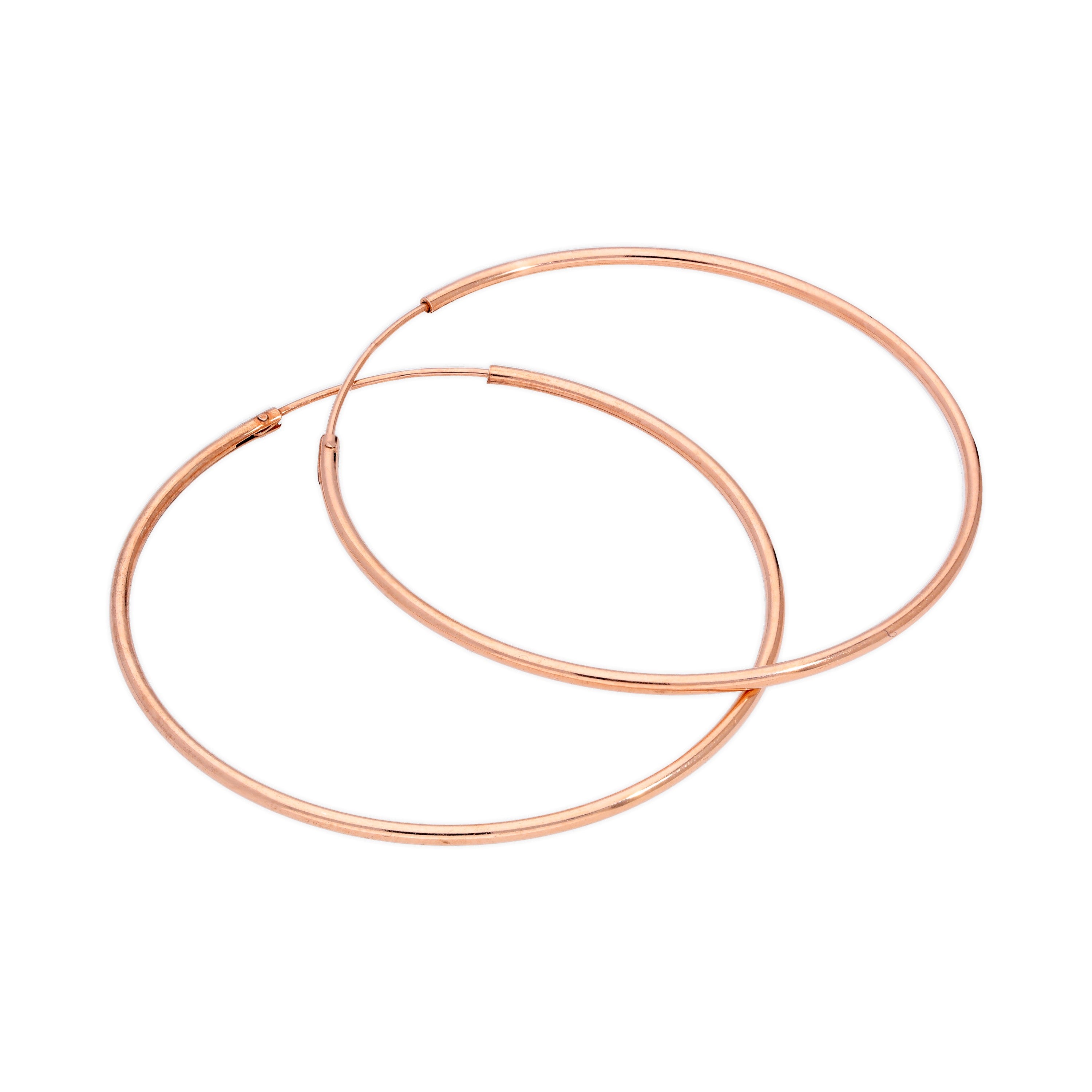 Rosévergoldet Sterlingsilber 40 mm Schläfer Creolen Ohrringe