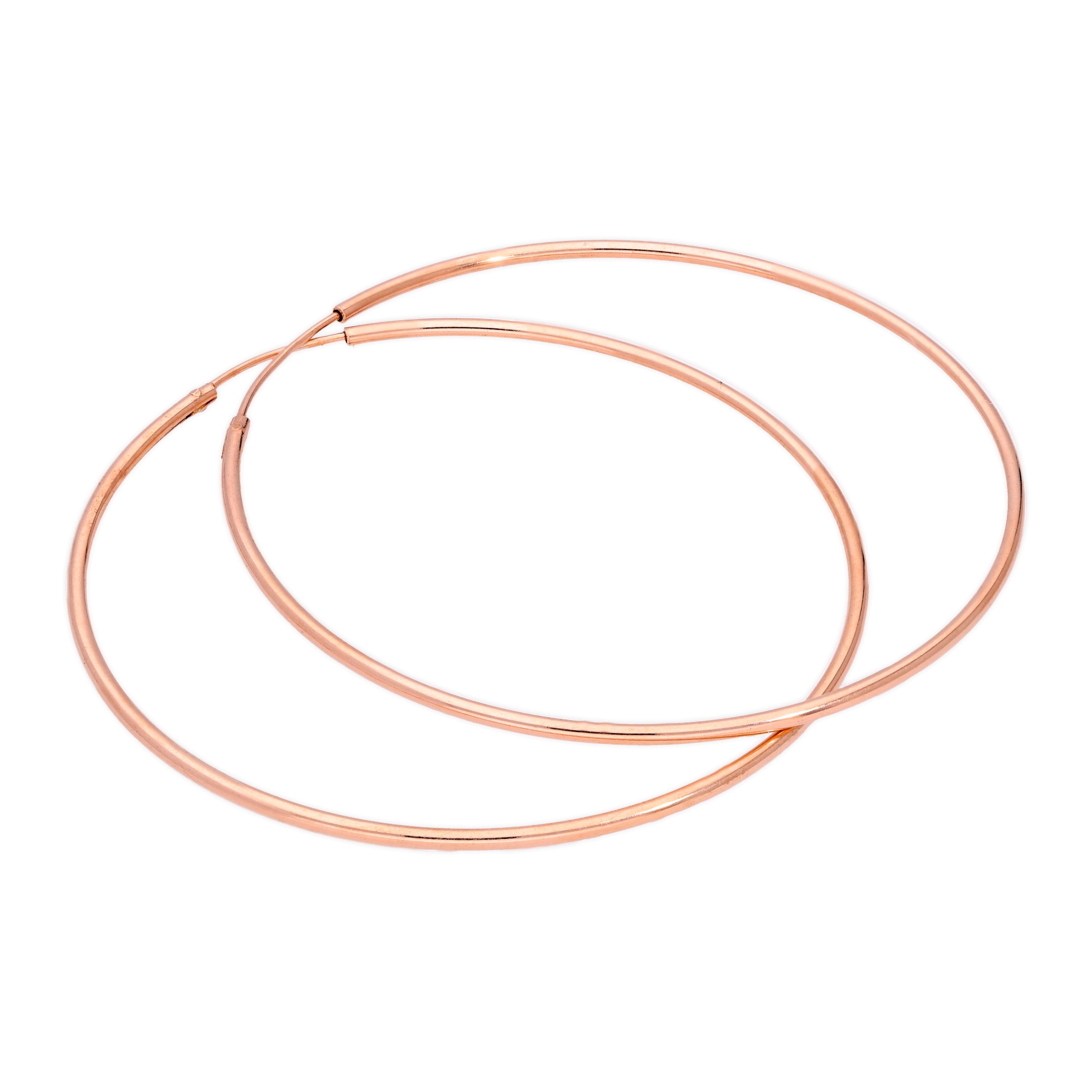Rosévergoldet Sterlingsilber 50 mm Schläfer Creolen Ohrringe