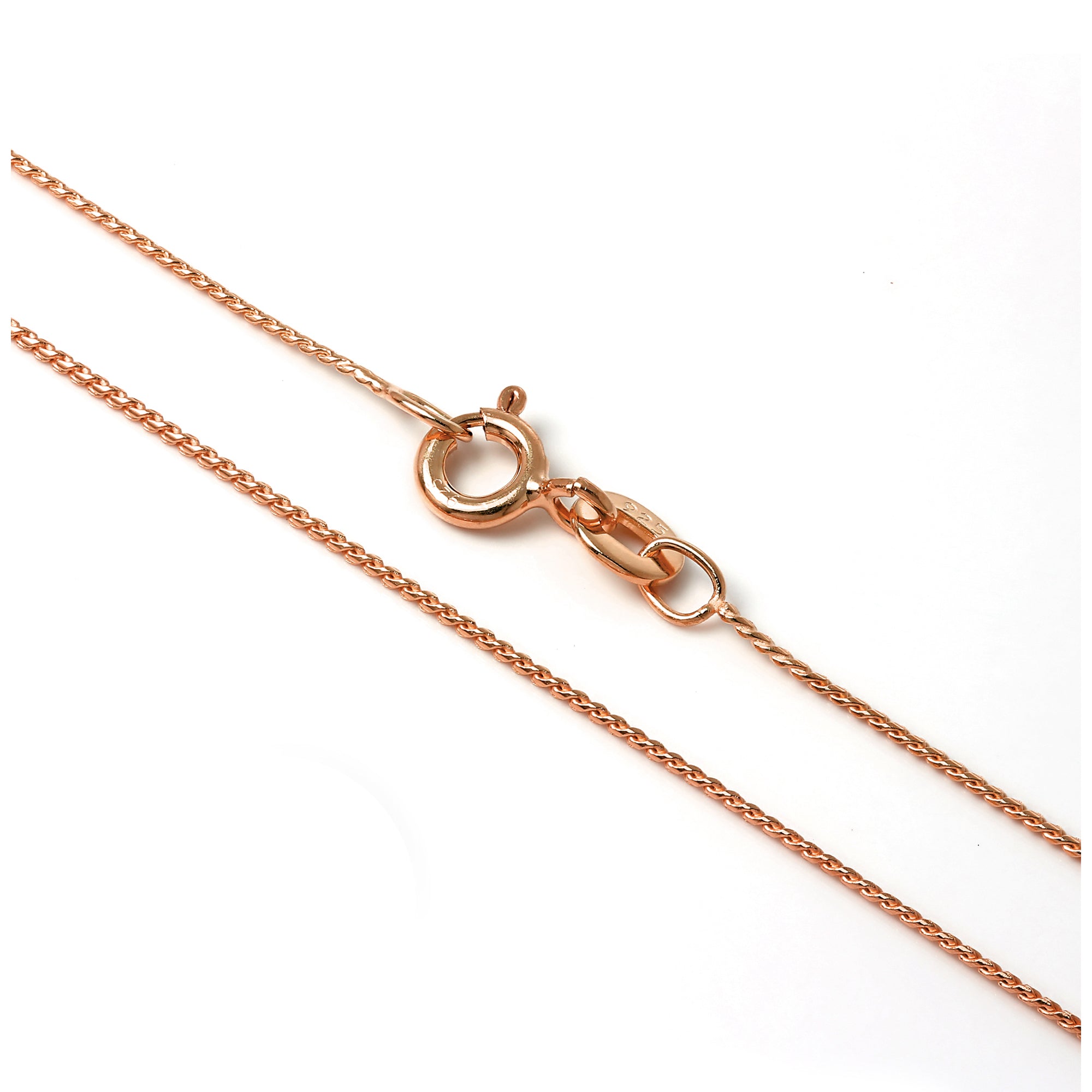 Roségold-beschichtete Sterlingsilber-Fuchsschwanzkette 14–28 Zoll