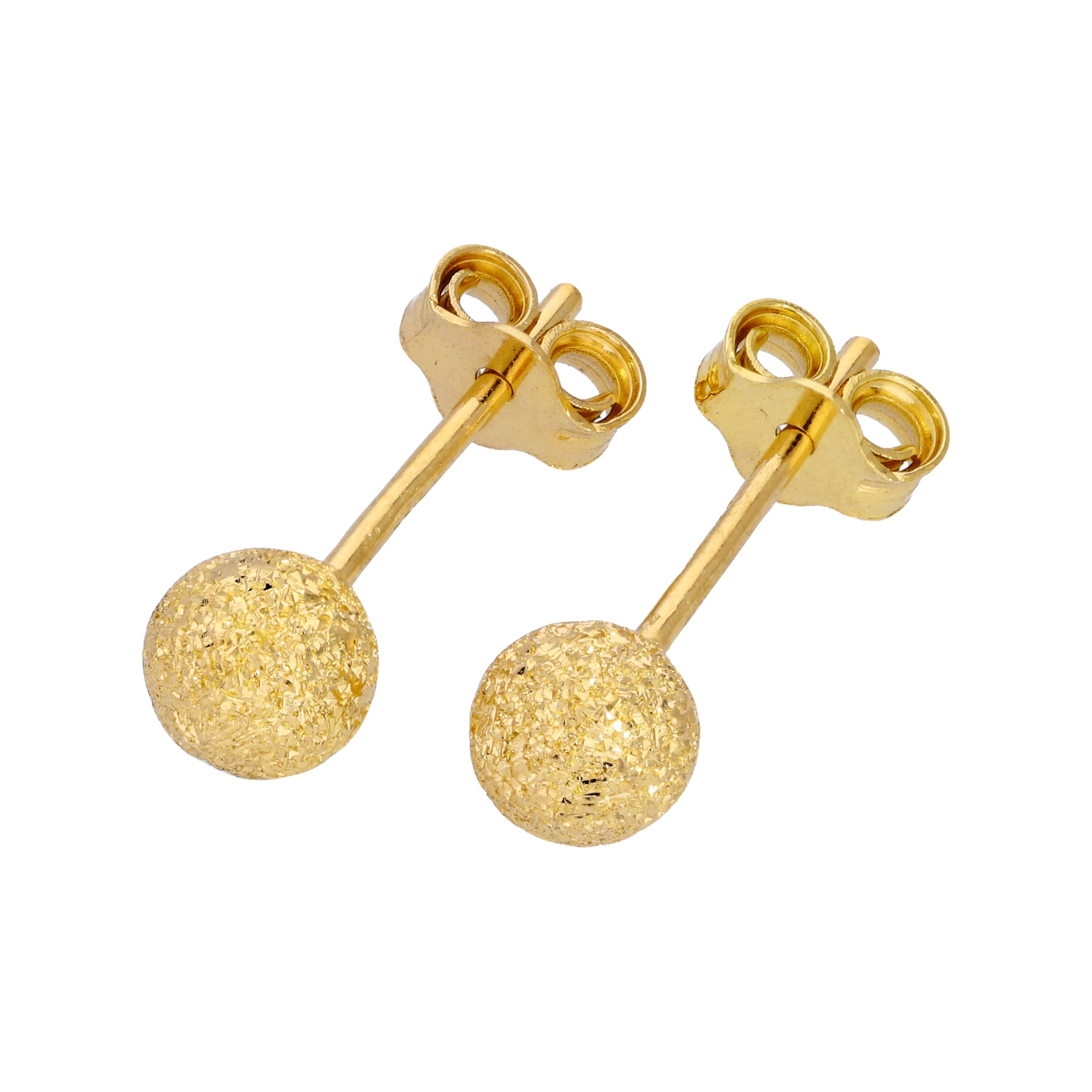 Vergoldete, mattierte Sterlingsilber Kugelohrstecker 3-8 mm