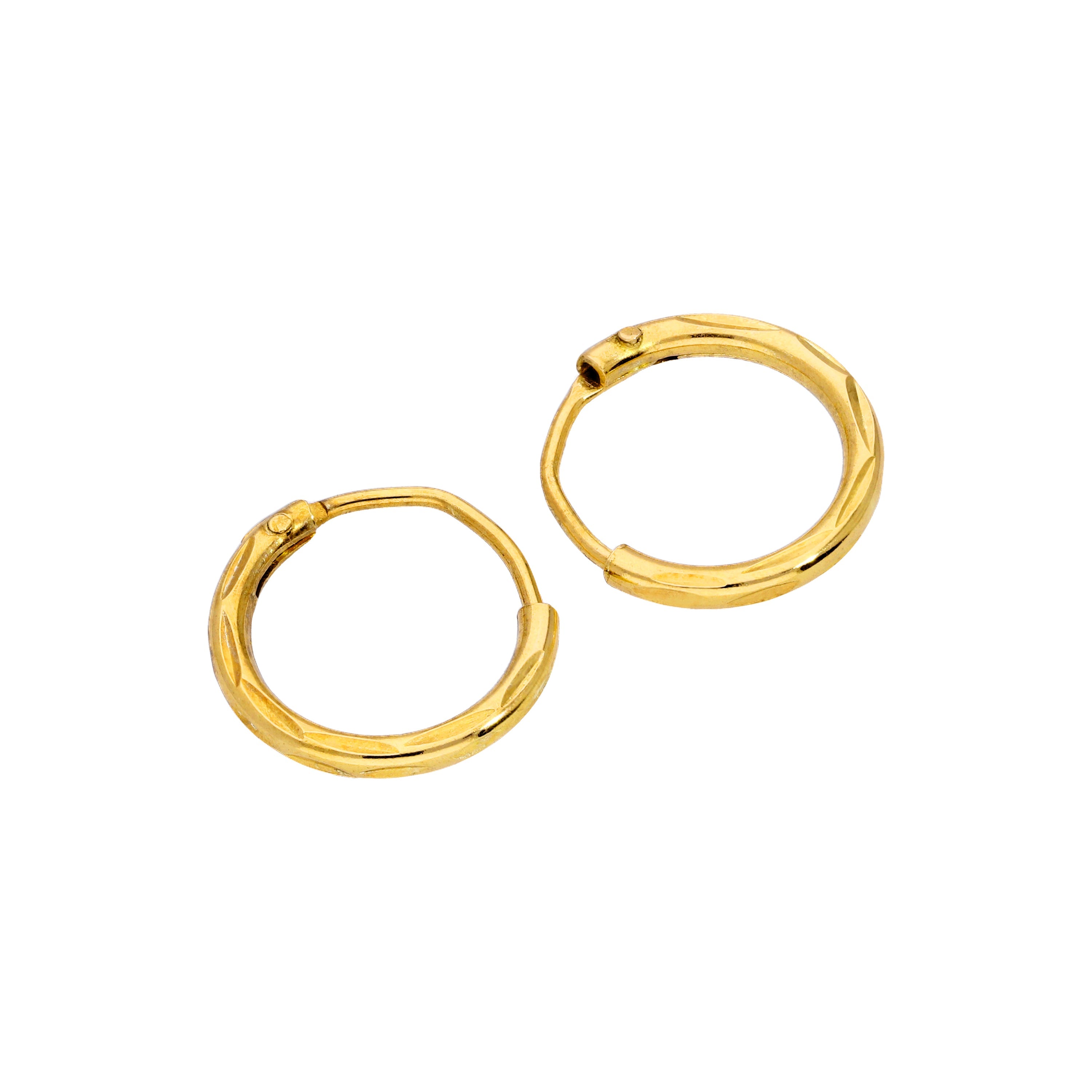Goldplattierte Sterlingsilber Ohrringe mit Diamantschliff 8-20 mm