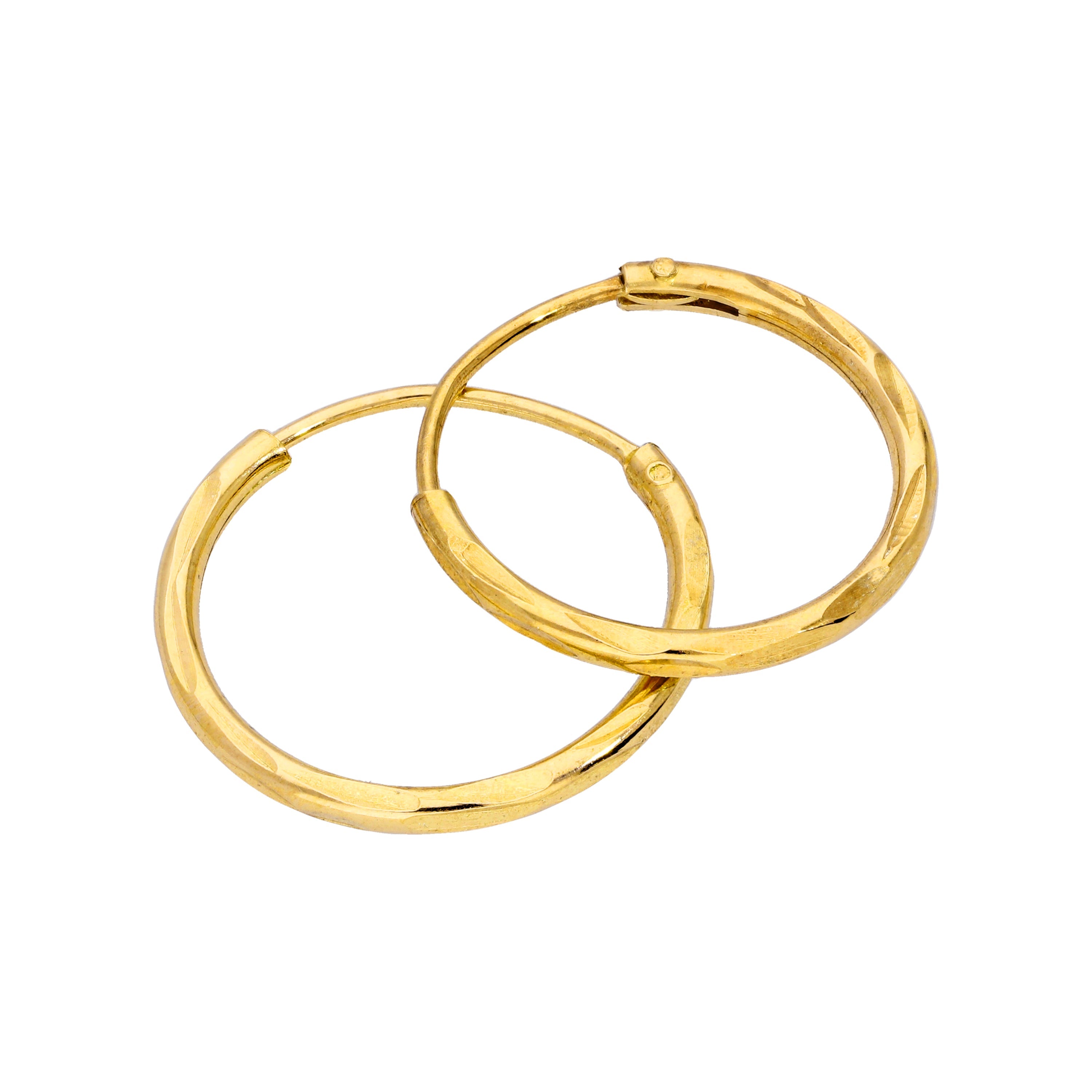 Goldplattierte Sterlingsilber Ohrringe mit Diamantschliff 8-20 mm