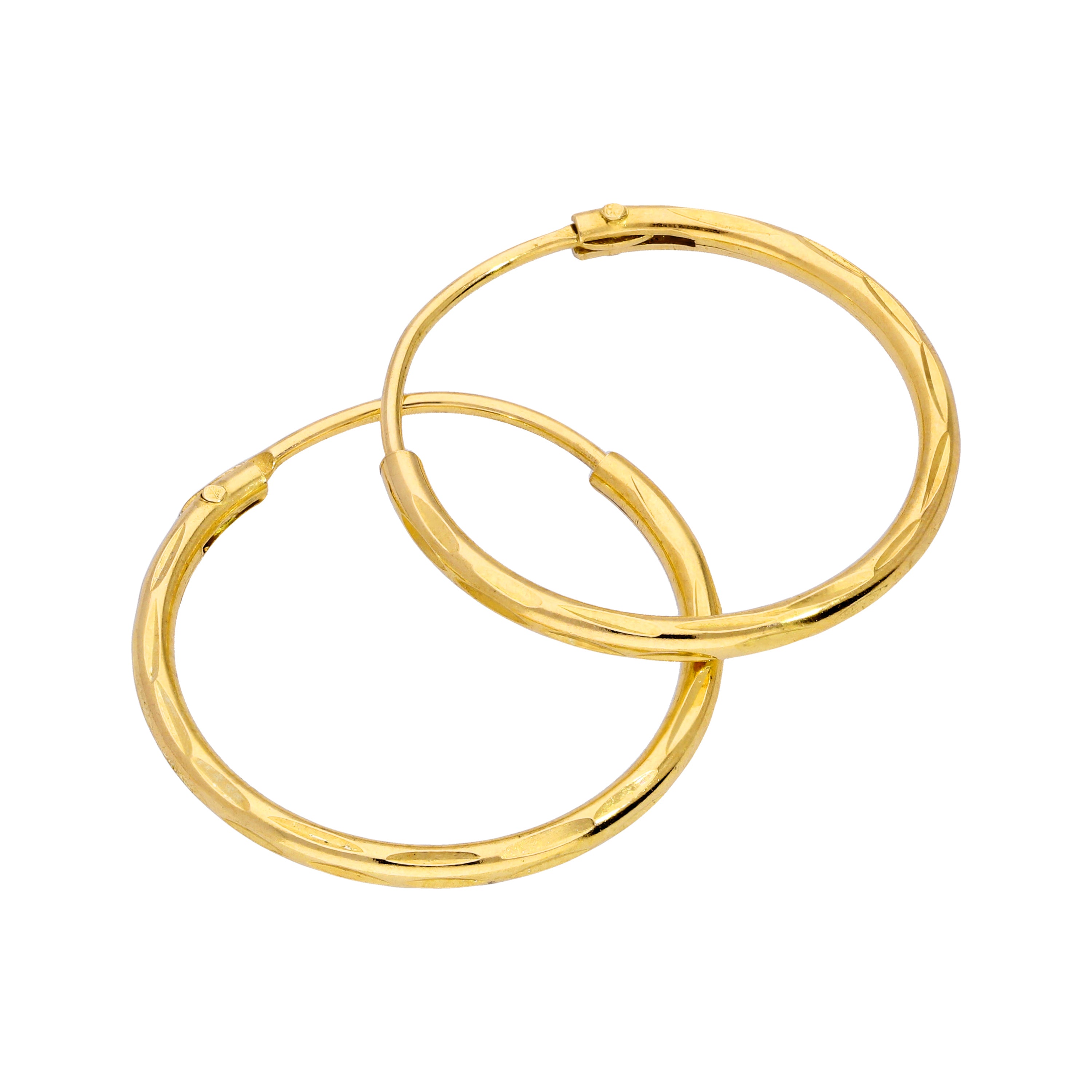 Goldplattierte Sterlingsilber Ohrringe mit Diamantschliff 8-20 mm