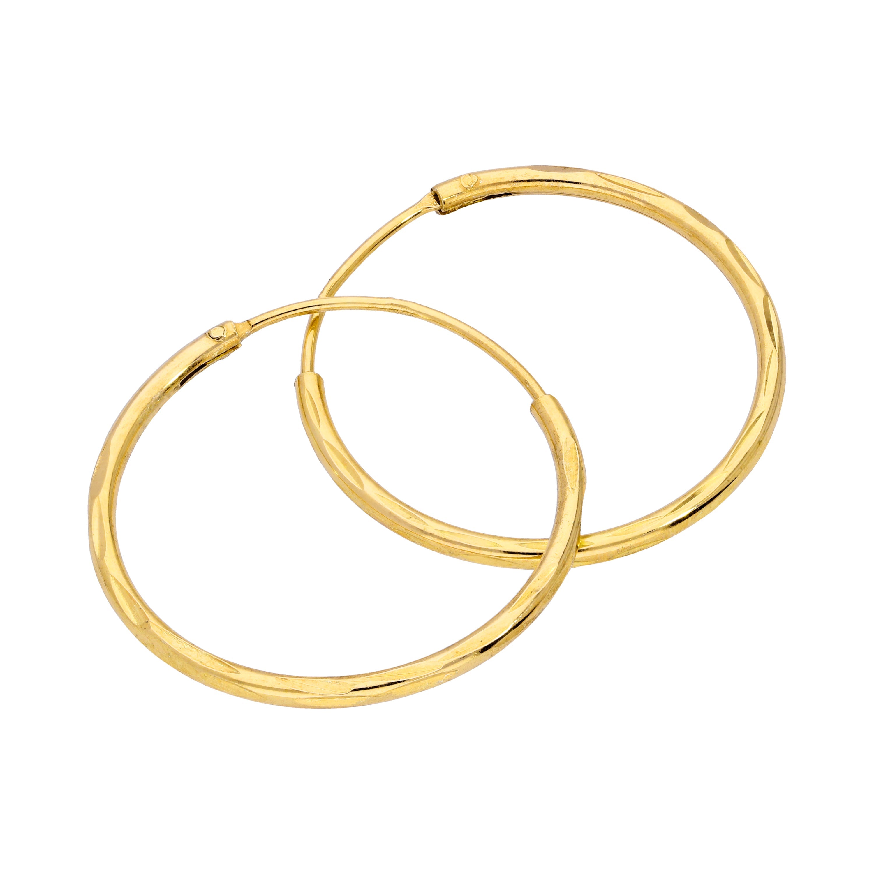 Goldplattierte Sterlingsilber Ohrringe mit Diamantschliff 8-20 mm