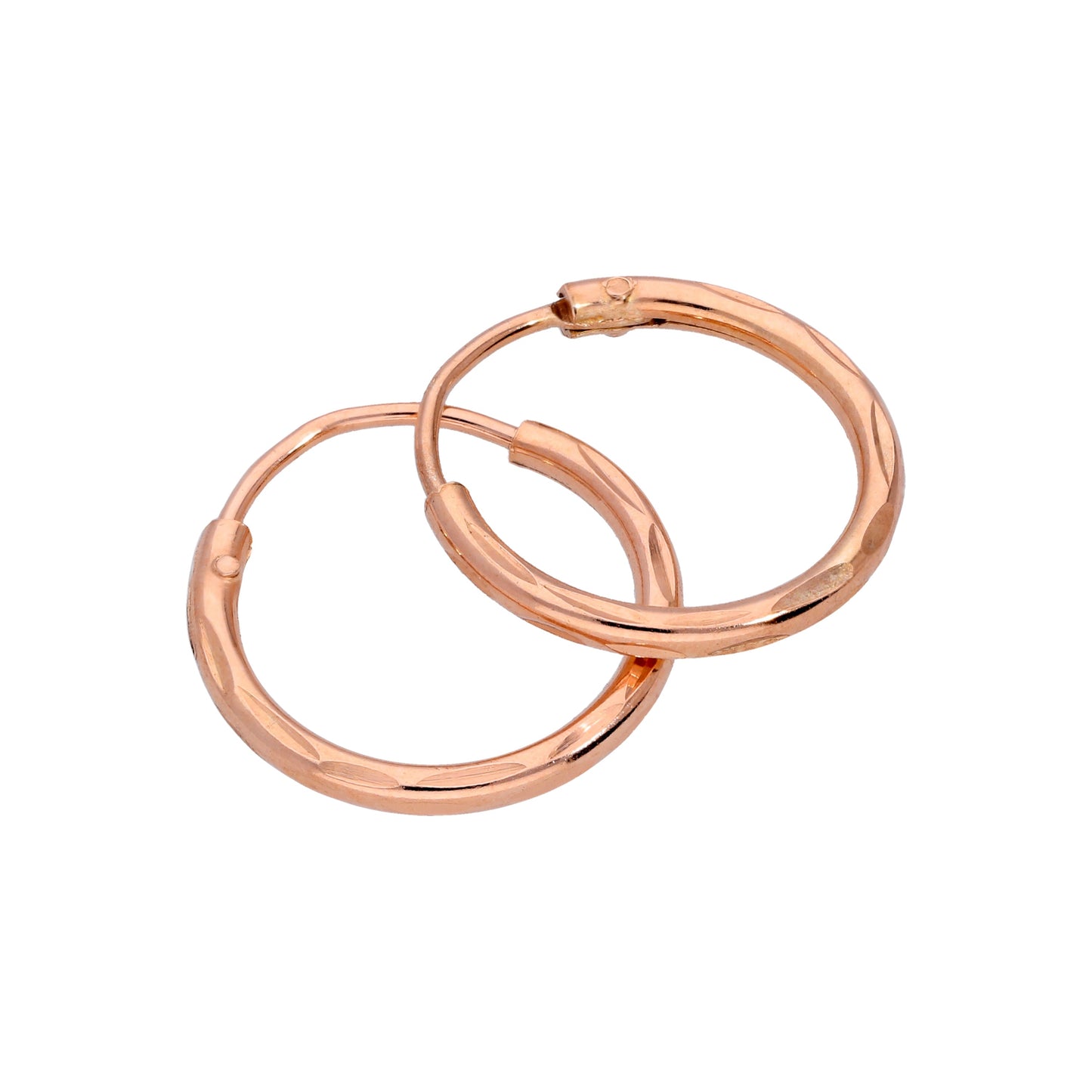 Rose vergoldete Sterling Silber Ohrringe mit Diamantschliff 8-20mm