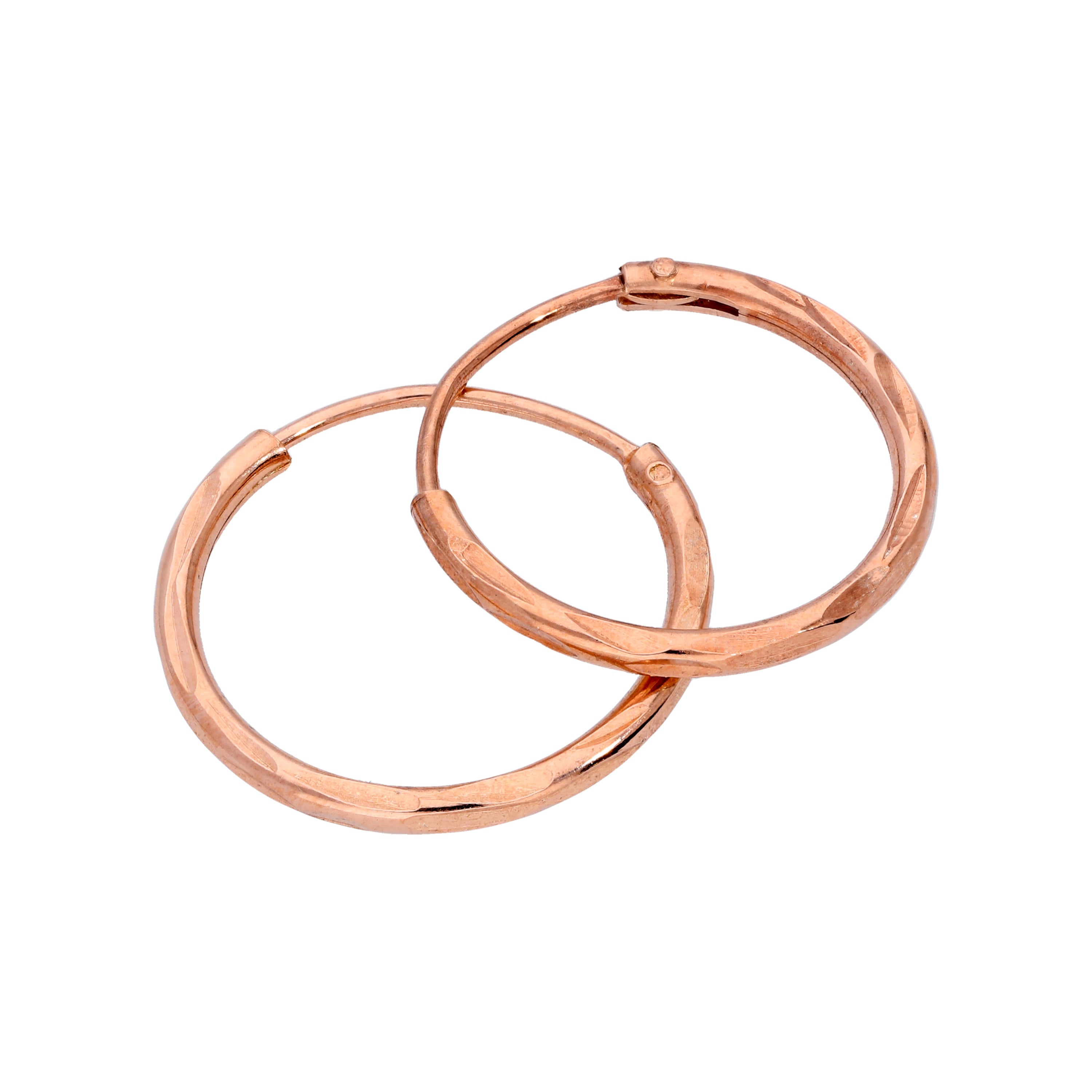 Rosévergoldete Sterlingsilber Ohrringe mit Diamantschliff 8-20 mm