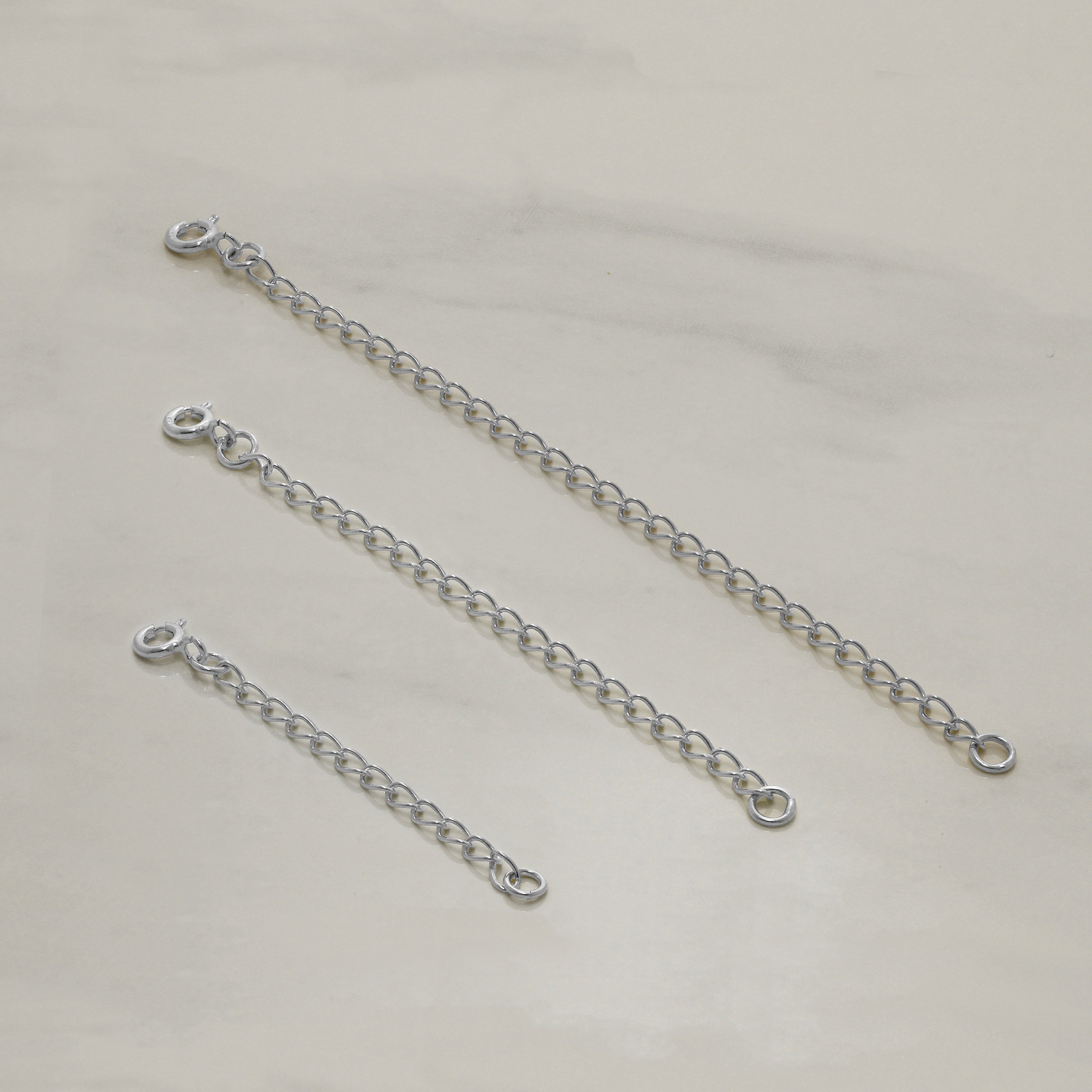 2–4 Zoll lange Verlängerungskette aus Sterlingsilber mit Bolzenverschluss