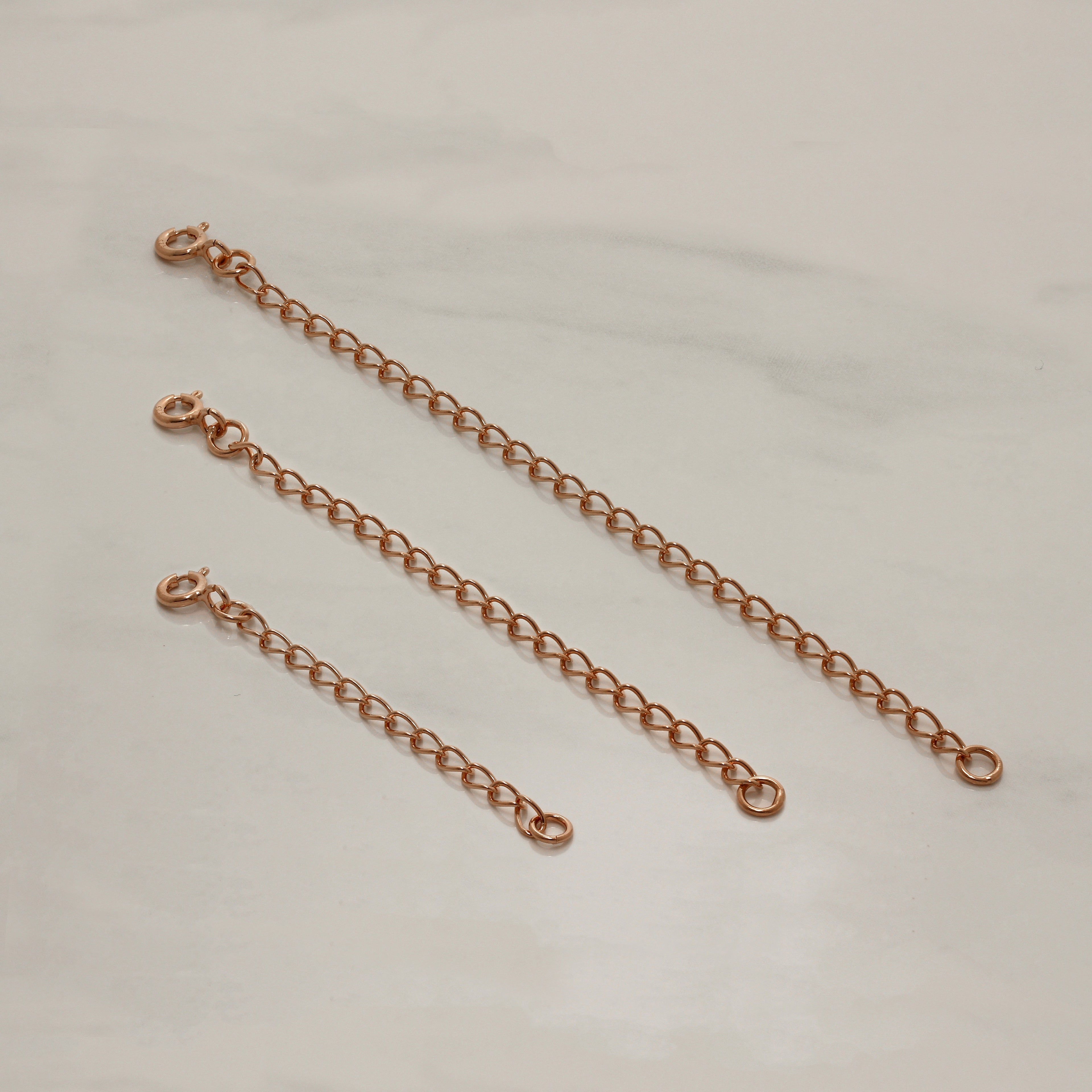 Verlängerungskette aus roségoldplattiertem Sterlingsilber 2-4 Zoll mit Bolzenverschluss
