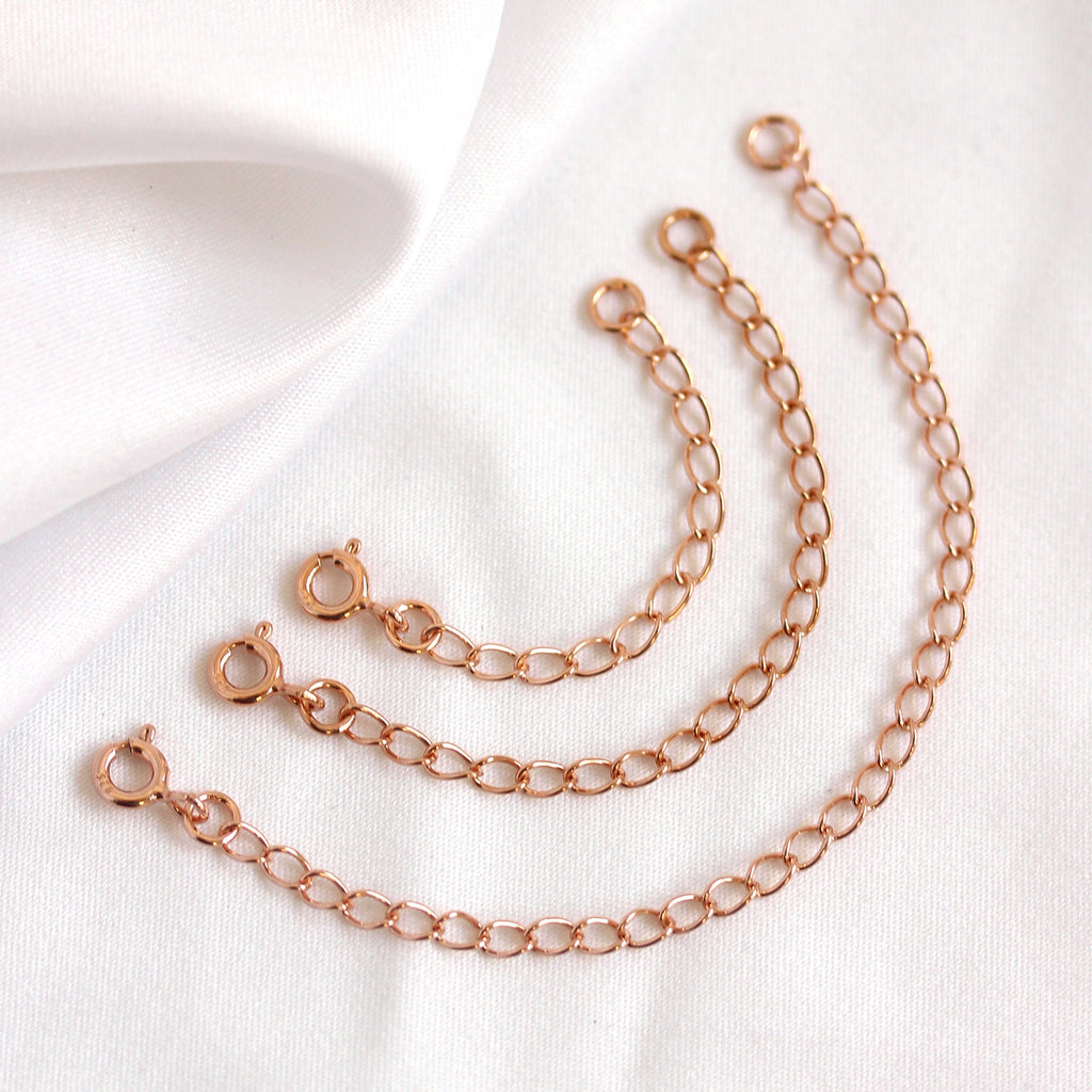 Verlängerungskette aus roségoldplattiertem Sterlingsilber 2-4 Zoll mit Bolzenverschluss