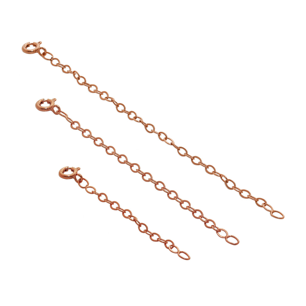Roségold-verzierte Belcher-Verlängerungskette aus Sterlingsilber 2-4 Zoll mit Bolzenverschluss