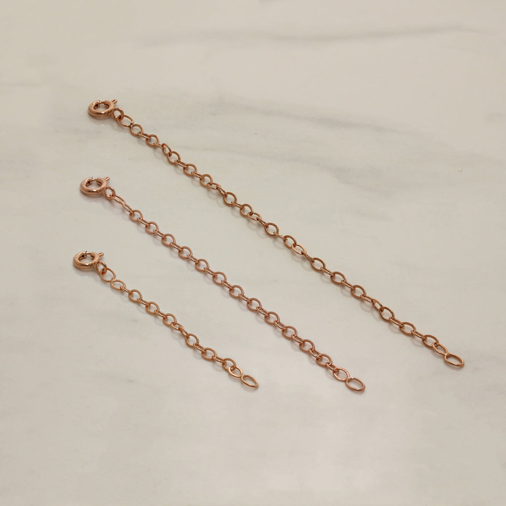Roségold-verzierte Belcher-Verlängerungskette aus Sterlingsilber 2-4 Zoll mit Bolzenverschluss