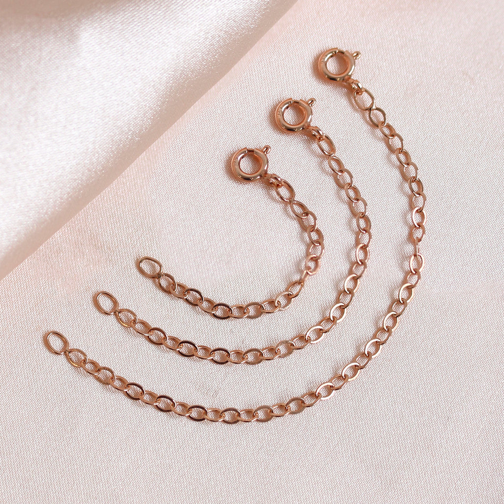 Roségold-verzierte Belcher-Verlängerungskette aus Sterlingsilber 2-4 Zoll mit Bolzenverschluss