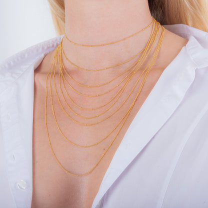 Vergoldete Sterling Silber Perlen Diamantschliff Panzerkette 12-24 Zoll Verlängerung