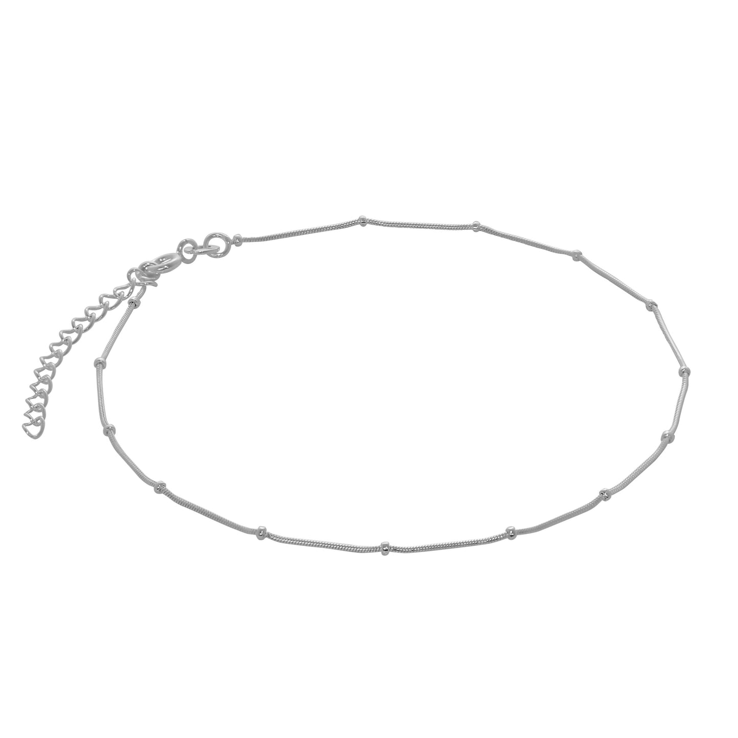 Sterlingsilber 1mm Pompon Fußkette 23 + 4cm