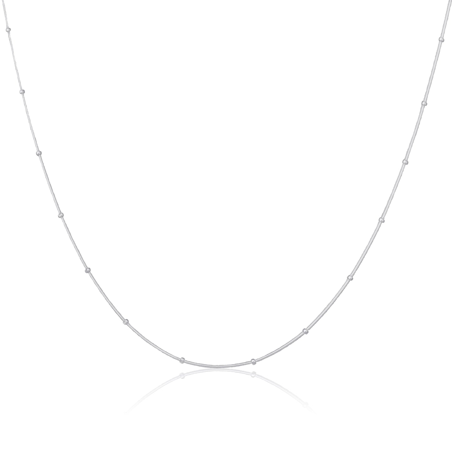 Sterlingsilber 1mm Pompon Schlangenkette Halsband 30,5 + 7,5cm Verlängerung