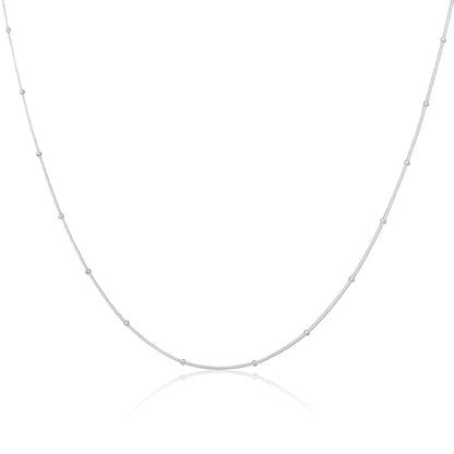 Sterlingsilber 1mm Pompon Schlangenkette Halsband 30,5 + 7,5cm Verlängerung