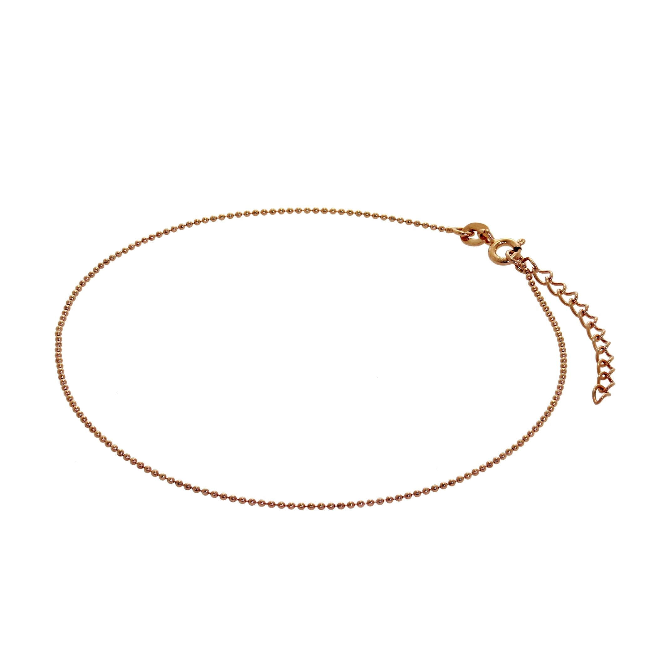 Rosévergoldet Sterlingsilber 1 mm Kügelchen Fußkette 23 cm