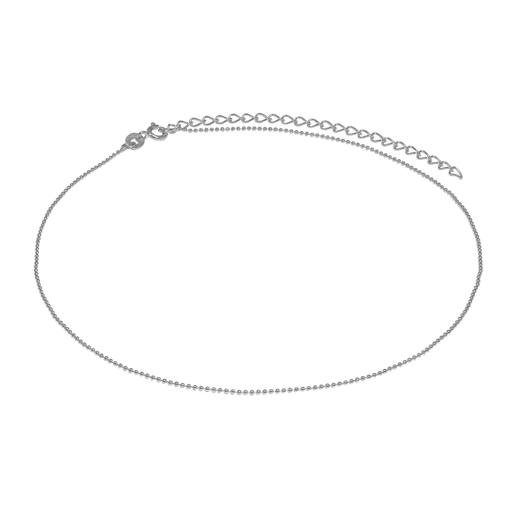 Sterlingsilber 1 mm Kügelchen Halsband 30,5 + 7,5 cm