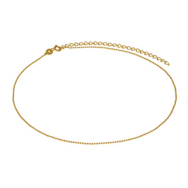 Vergoldet Sterlingsilber 1 mm Kügelchen Halsband 30,5 + 7,5 cm