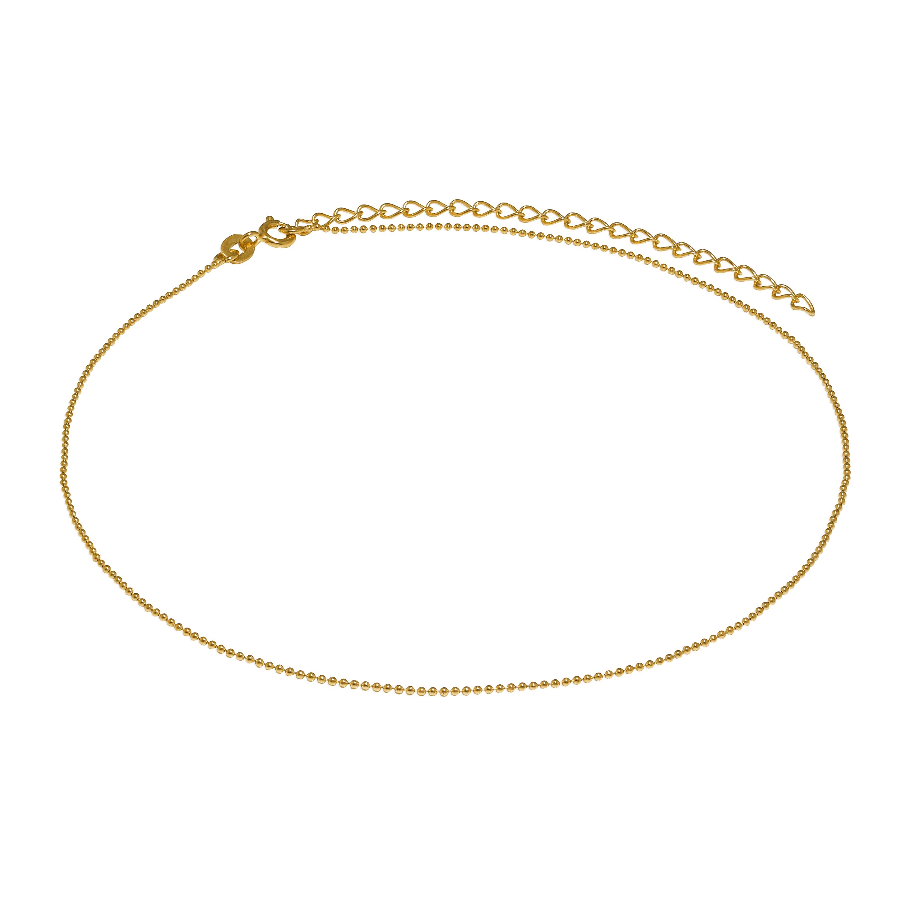 Vergoldet Sterlingsilber 1 mm Kügelchen Halsband 30,5 + 7,5 cm