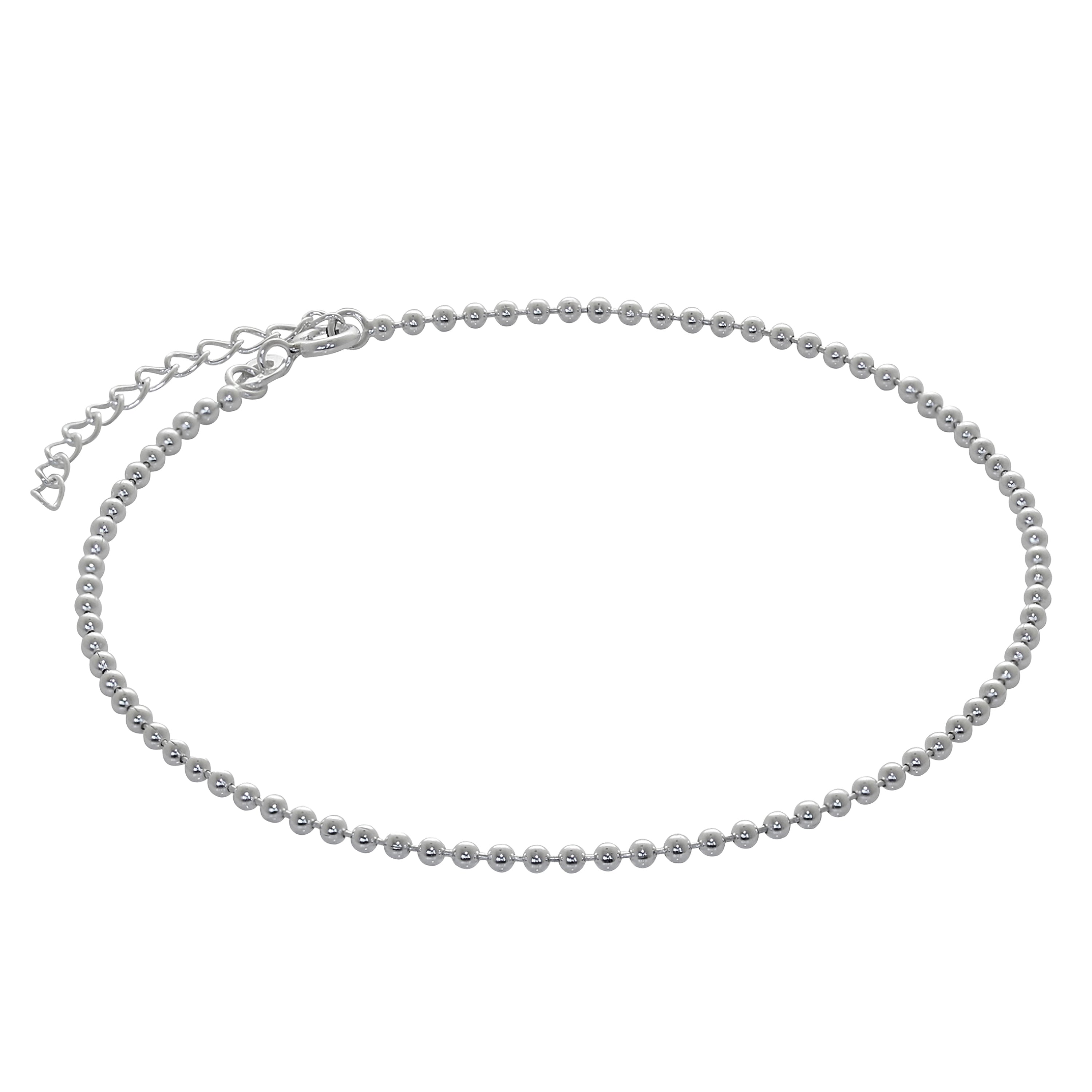 Sterlingsilber 2 mm Kügelchen Fußkette 23 + 4 cm