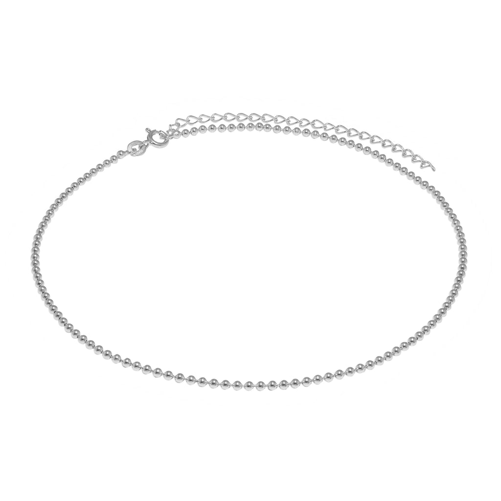 Sterlingsilber 2 mm Kügelchen Halsband 30,5 + 7,5 cm Verlängerung