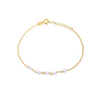 Gelbvergoldet Sterlingsilber Fein Armband mit 3,5 mm Perlen