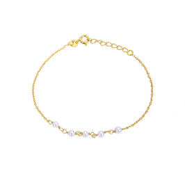 Gelbvergoldet Sterlingsilber Fein Armband mit 3,5 mm Perlen