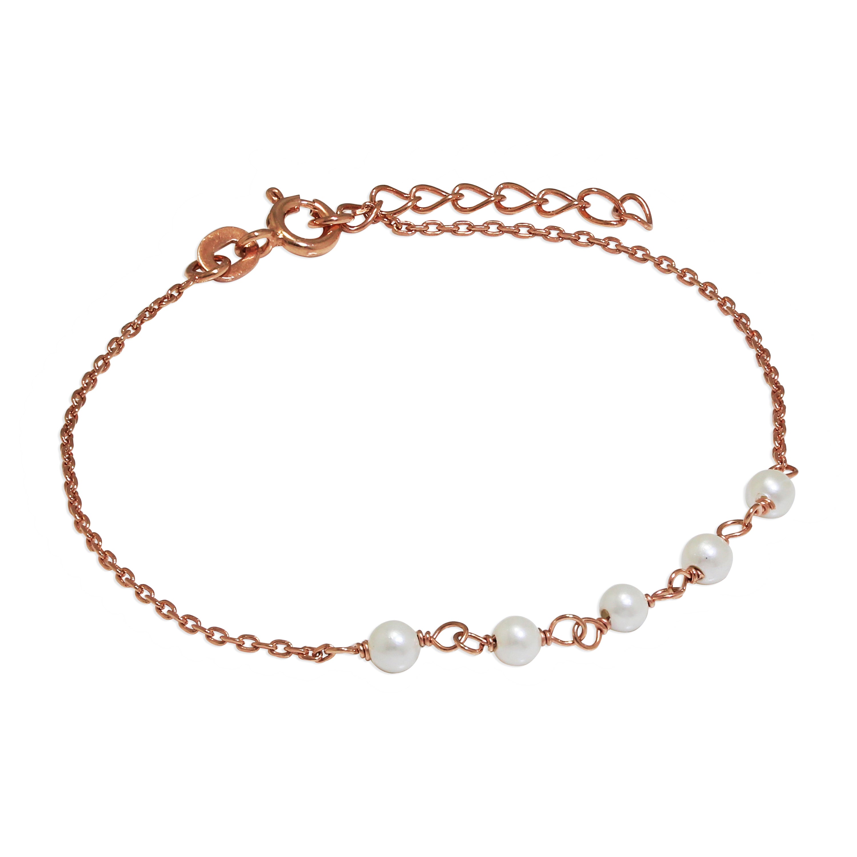 Rosévergoldet Sterlingsilber Armband mit 3,5 mm Perlen