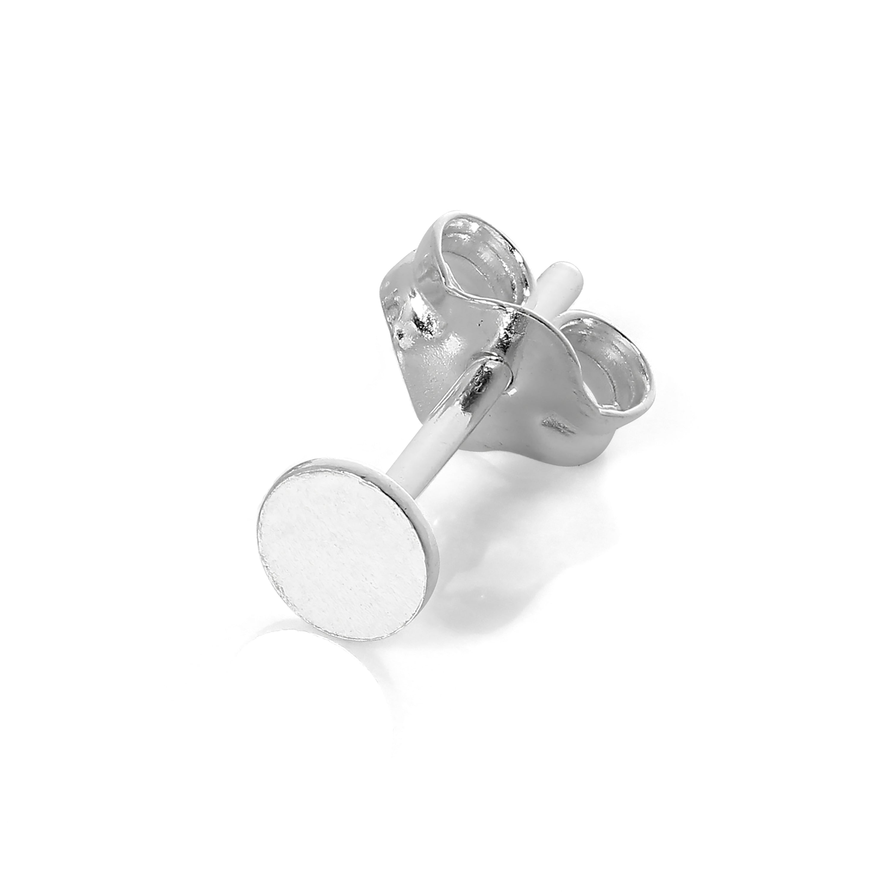 Einzel Sterlingsilber 4 mm Flach Scheibe Ohrstecker