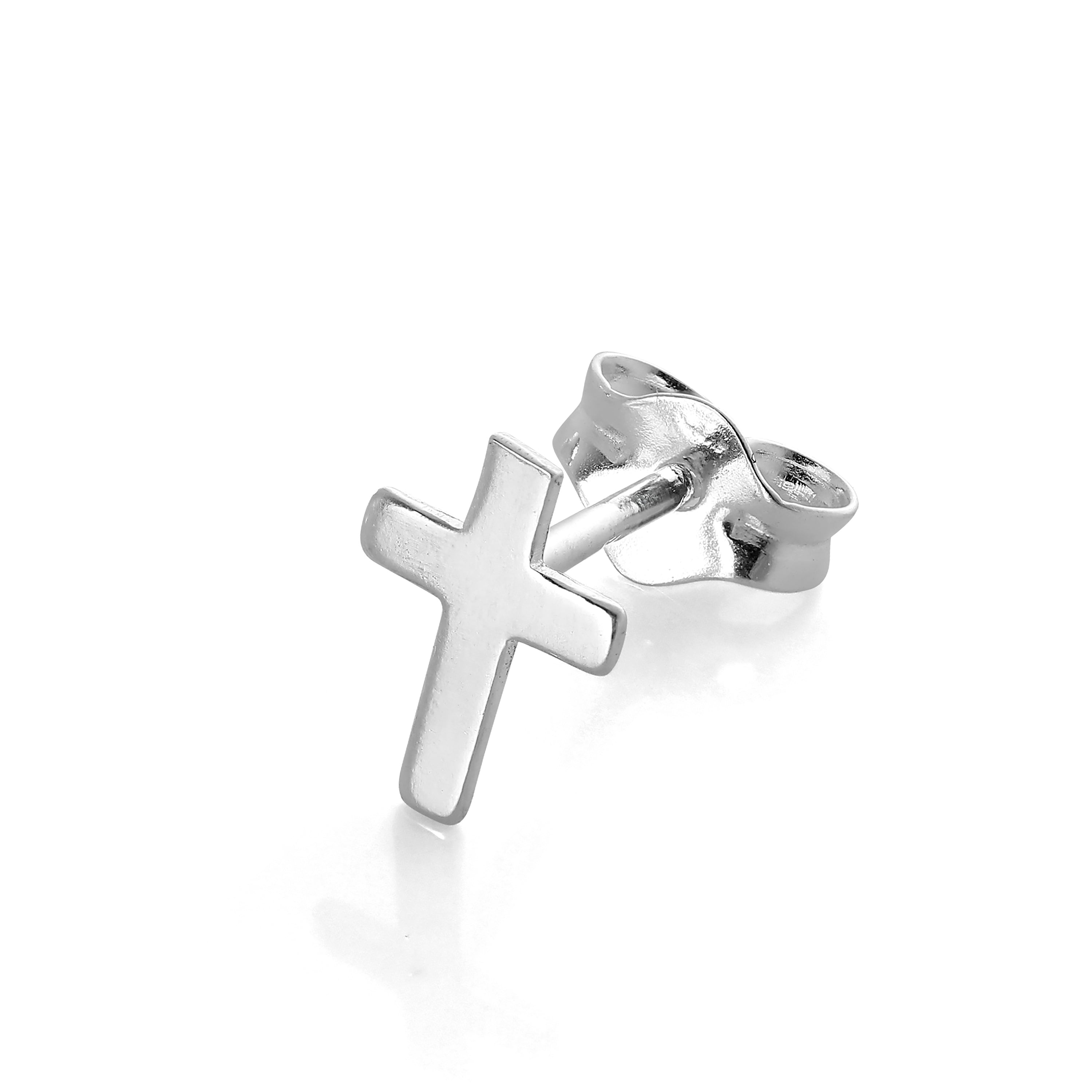 Einzel Sterlingsilber Klein Kreuz Einzel Ohrstecker