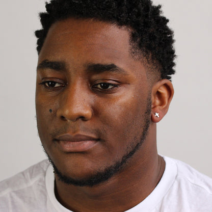 Einzel Sterlingsilber Klein Kreuz Einzel Ohrstecker