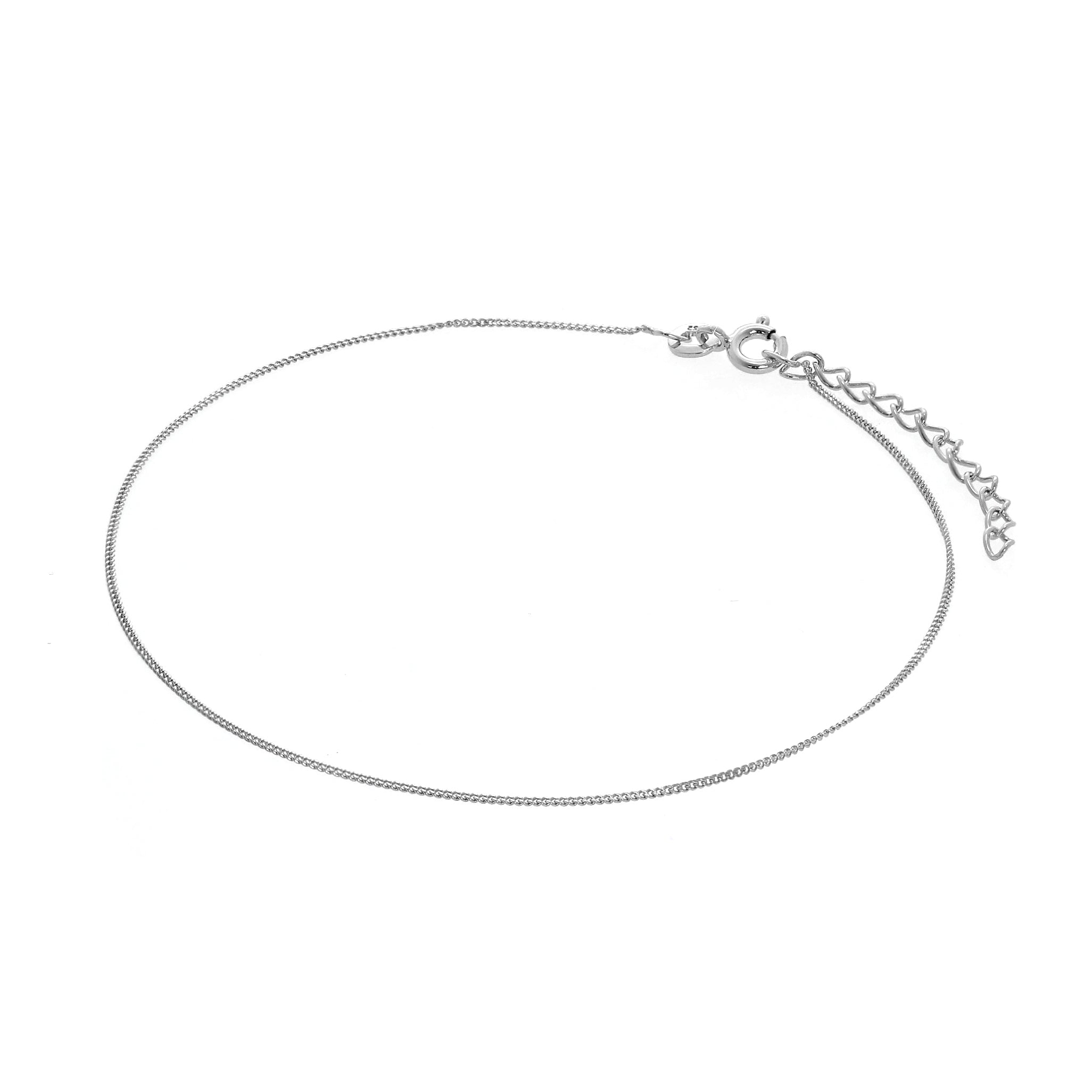 Sterlingsilber Diamantchlif Panzer Fußkette 23 + 4 cm