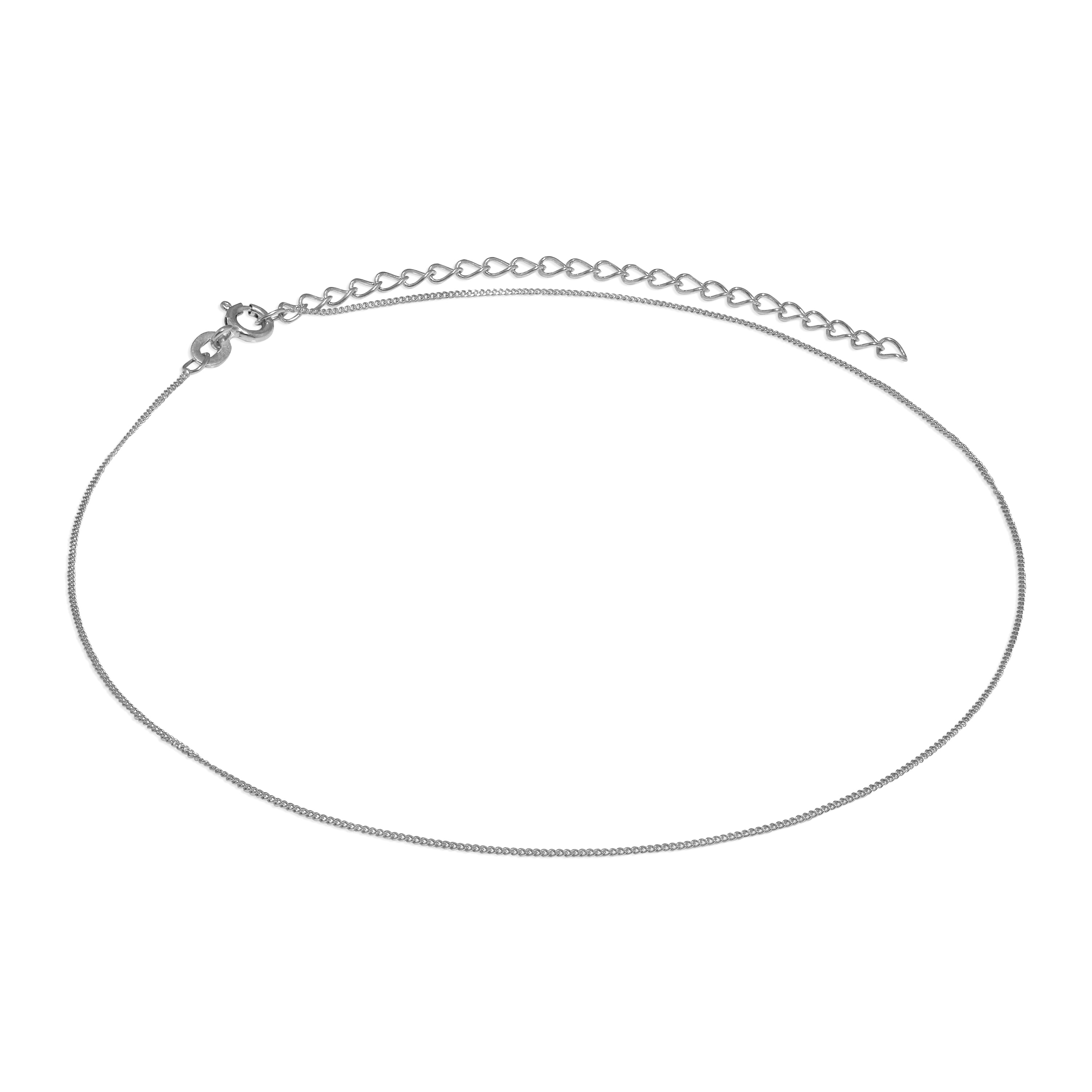 Sterlingsilber Diamantschliff Panzerkette Halsband 30,5 + 7,5 cm