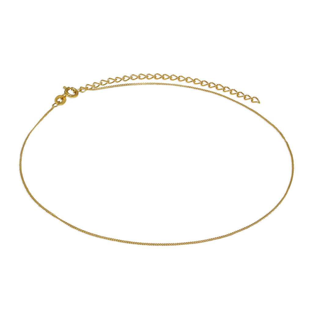 Vergoldet Sterlingsilber Diamantschliff Panzerkette Halsband 15 cm + 7,5 cm Verlängerung