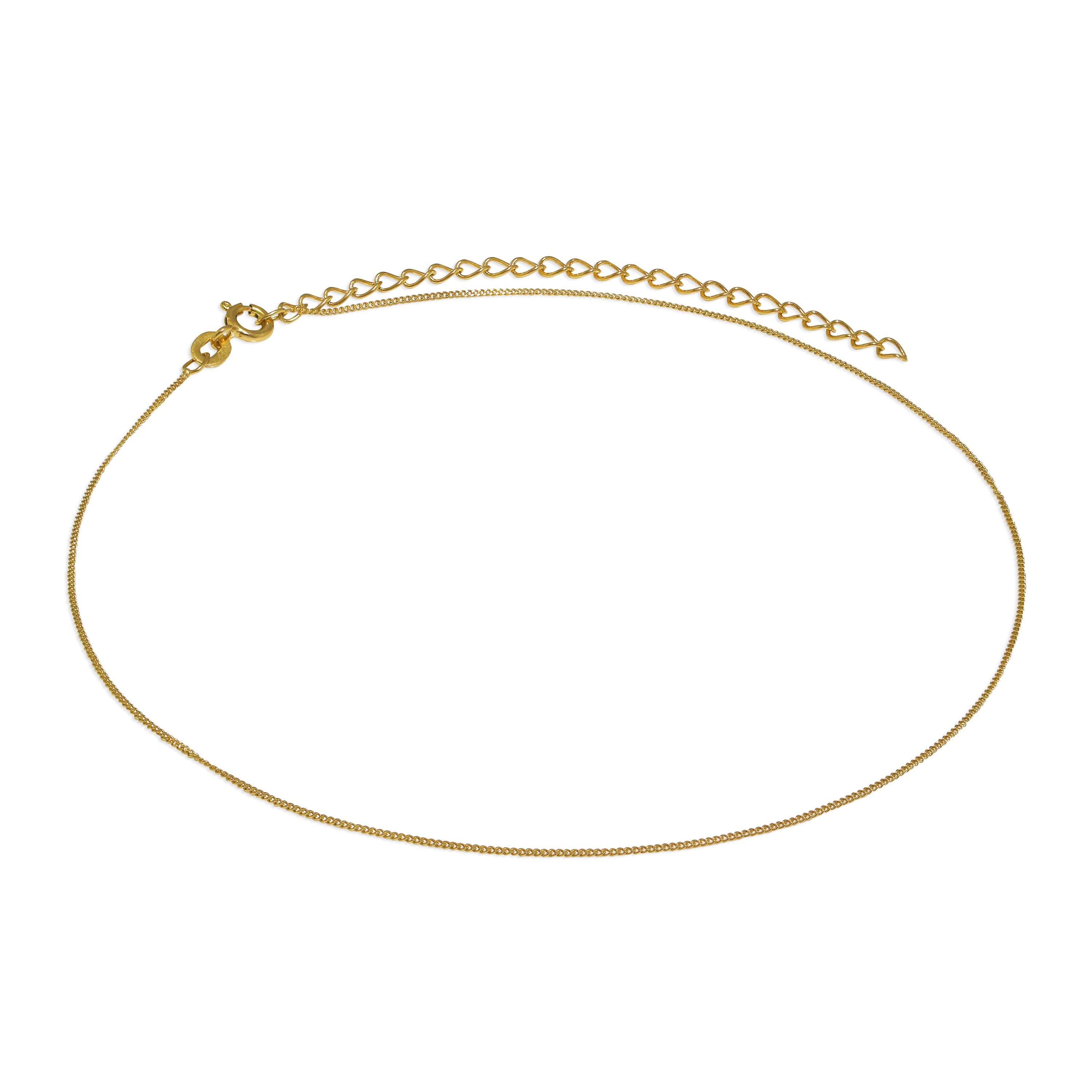 Vergoldet Sterlingsilber Diamantschliff Panzerkette Halsband 15 cm + 7,5 cm Verlängerung
