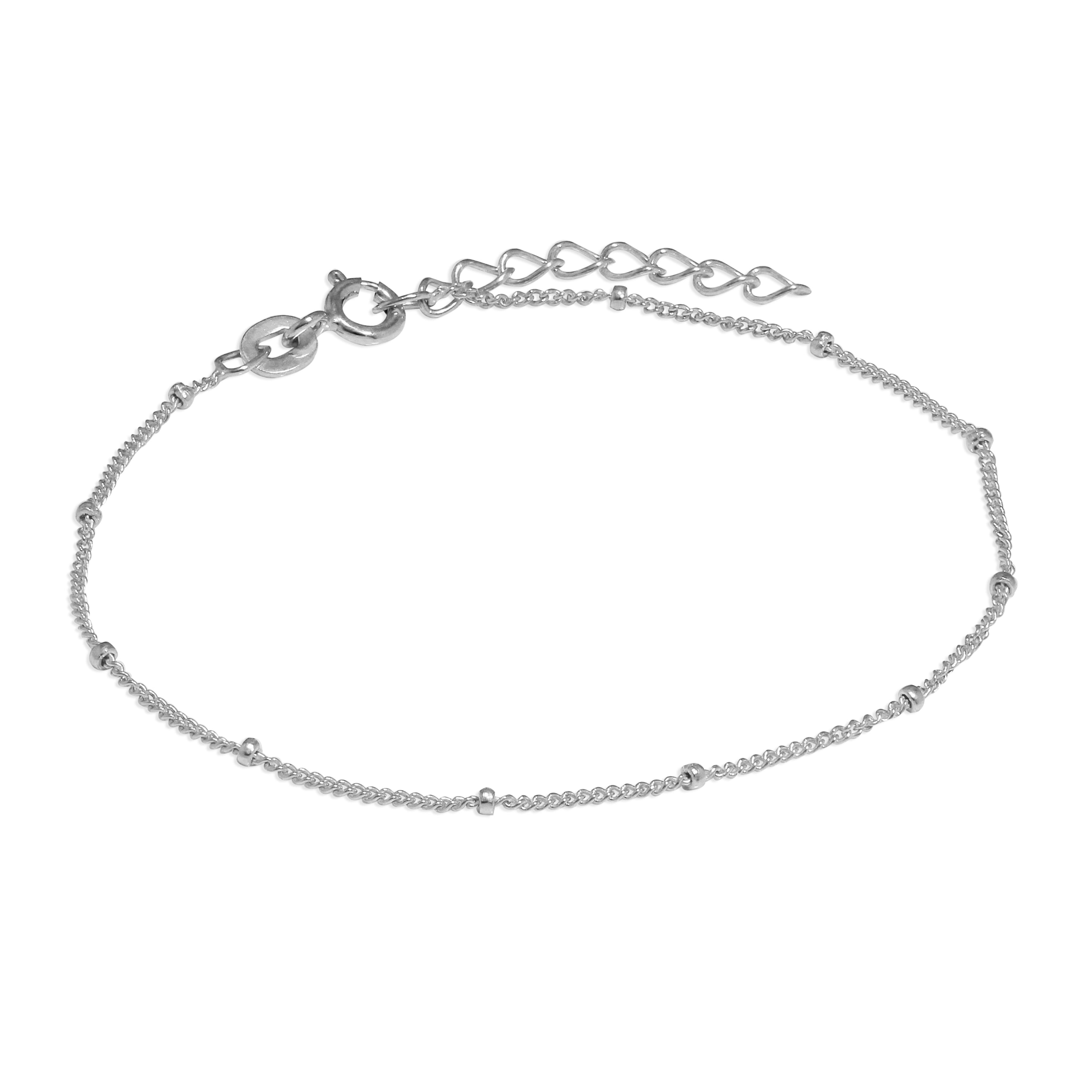 Sterlingsilber Diamantschliff Pompon Panzerkette Armband