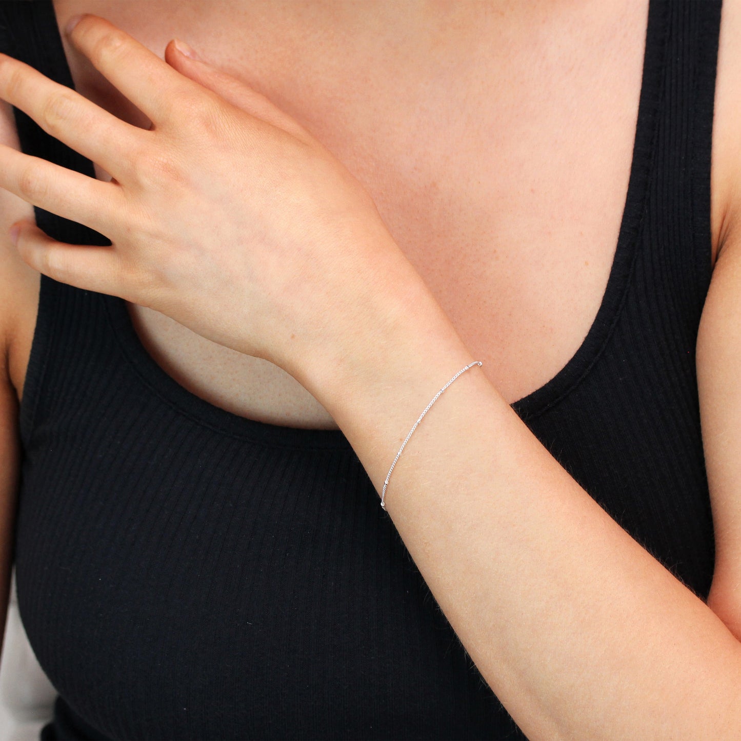 Sterlingsilber Diamantschliff Pompon Panzerkette Armband