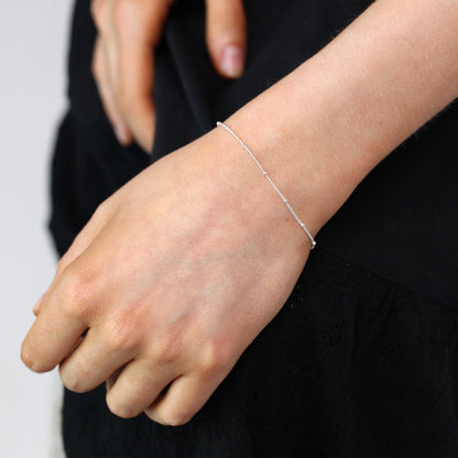 Sterlingsilber Diamantschliff Pompon Panzerkette Armband