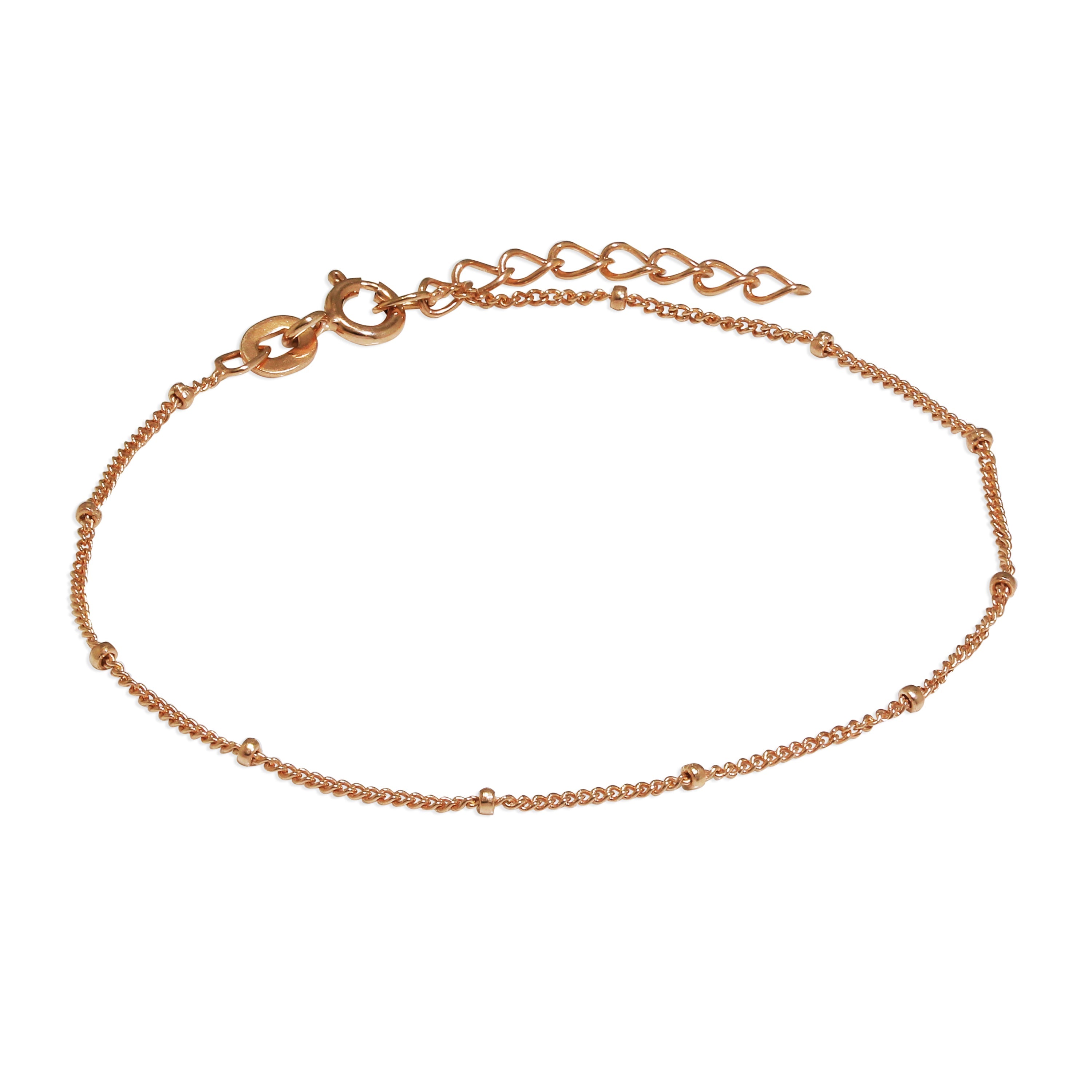 Rosévergoldet Sterlingsilber Diamantschliff Pompon Panzerkette Armband